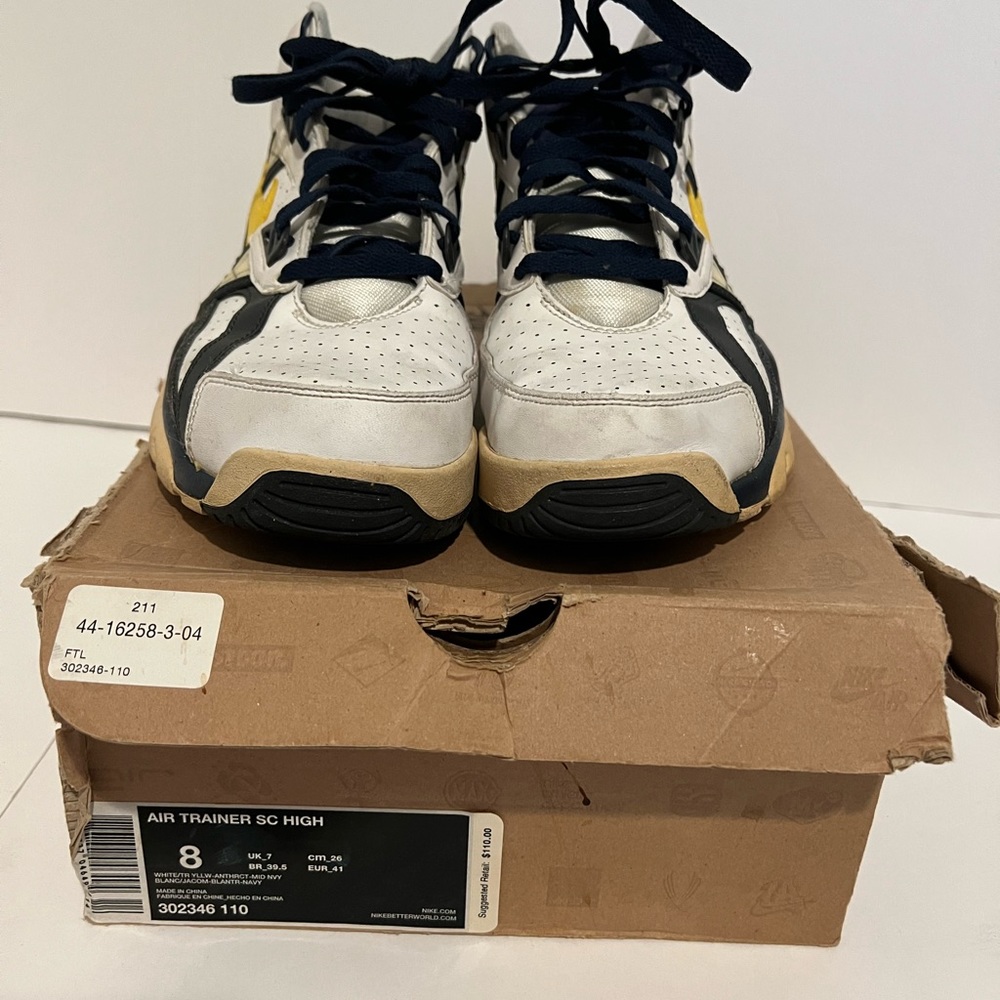 Nike Air Trainer SC High Navy Blue and Yellow White - 302346-110